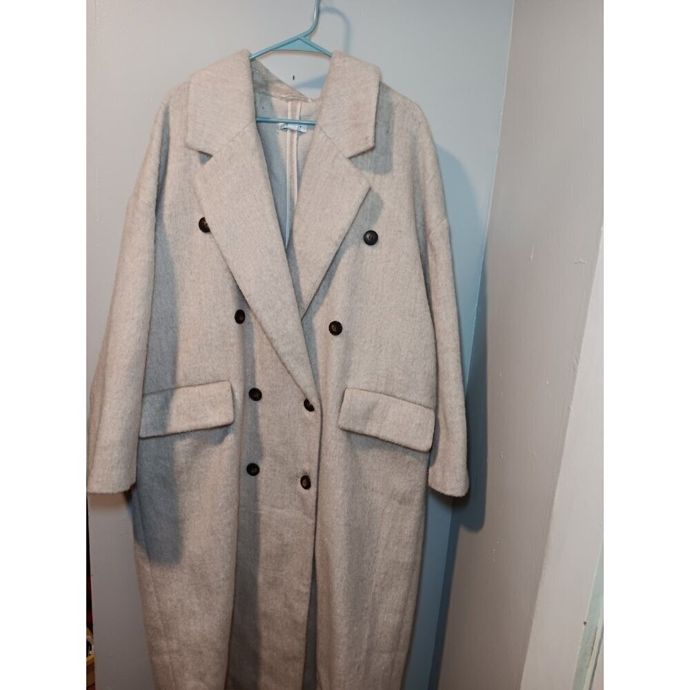 Topshop Light Tan Overcoat Wool Blend Car Coat Jacket Winter Topcoat Womens 12 L